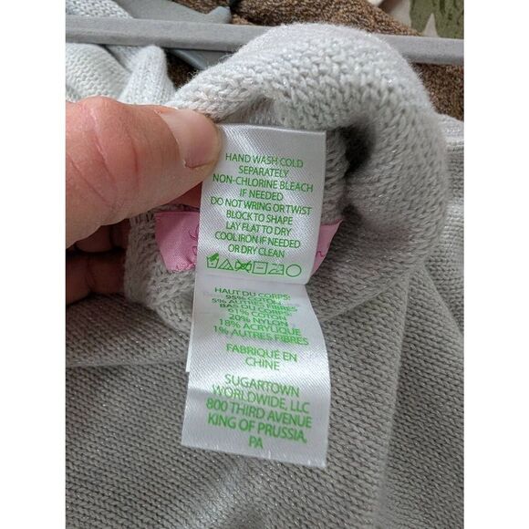 Lilly Pulitzer Floreanna Poncho women's one size silver metallic fringe knit - Picture 7 of 7